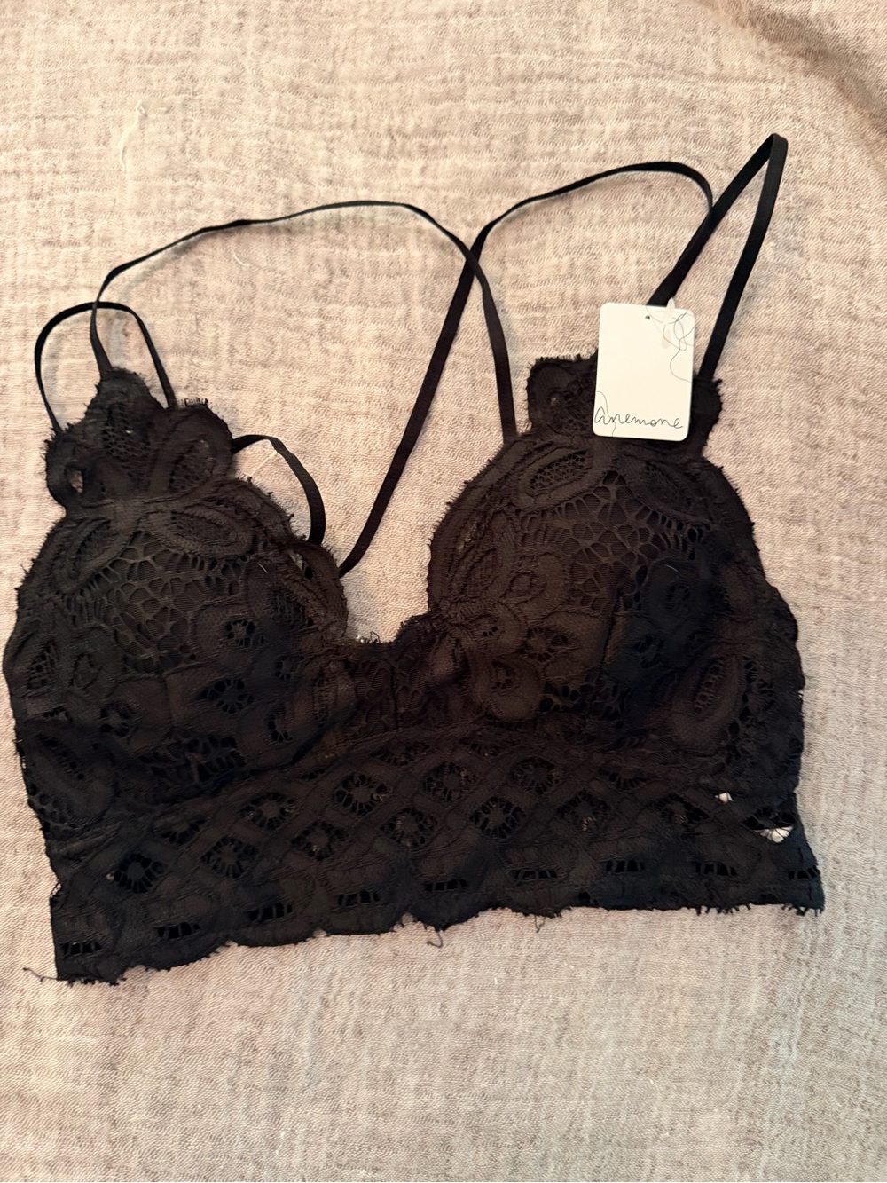 Anemone Black Floral Lace Bralette